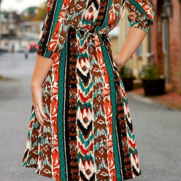 💥Abstract print faux wrap dress - Picture 3 of 6
